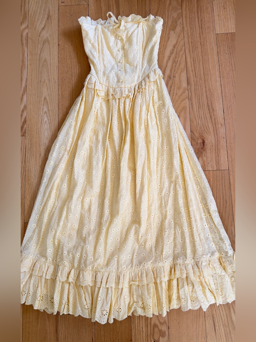 Altar'd State Lindsey Yellow Eyelet Ruffle Dress